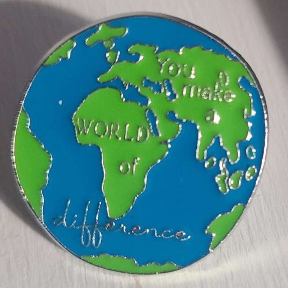 Planet Earth Globe Lapel Pin Tie Tack Brooch - You Make A World Of Difference